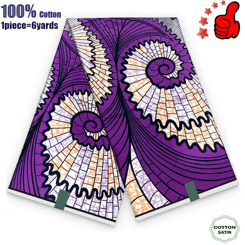 African Real Wax Print Fabric - 100% Cotton Ghana Nigeria Style Ankara Batik Sewing Material