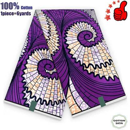 African Real Wax Print Fabric - 100% Cotton Ghana Nigeria Style Ankara Batik Sewing Material