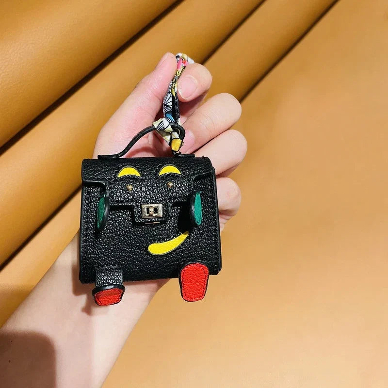 Mini PU Leather Earbud Case Charm - Tiny Handbag Pendant Holder for AirPods, Galaxy Buds & Headphone Accessories
