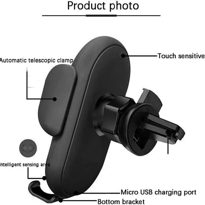 Wireless Charging Car Mount - Intelligent Infrared Rotating Air Vent Phone Holder Fast Charger