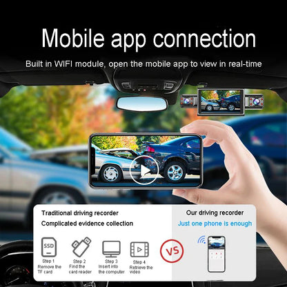 4 Channel Hidden Tachograph 4K Ultra HD Mini Dash Cam – Four Cameras with Rear View DVR, 24H Parking Monitor, BlackBox Video Recorder
