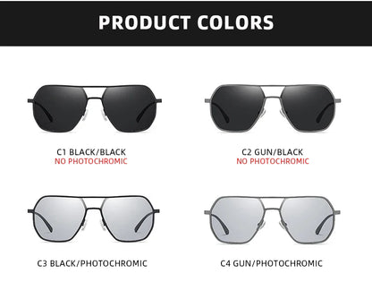 Luxury Metal Photochromic Sunglasses – Fashion Polarized UV400 Chameleon Anti-Glare Driving Glasses for Men & Women