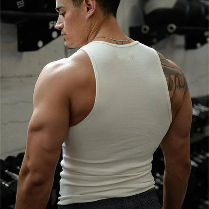 Men's Ice Silk Ribbed Muscle Vest - Slim Fit Knit Sports Tank Top for Spring Summer Fitness & Casual Wear