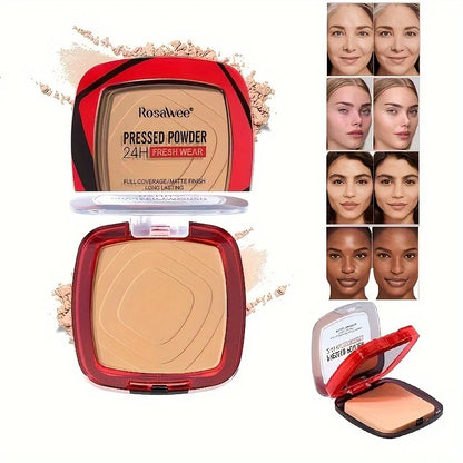 Full Coverage Pressed Powder Foundation – Matte, Oil-Control, Long-Lasting 24H Face Makeup with Puff Applicator