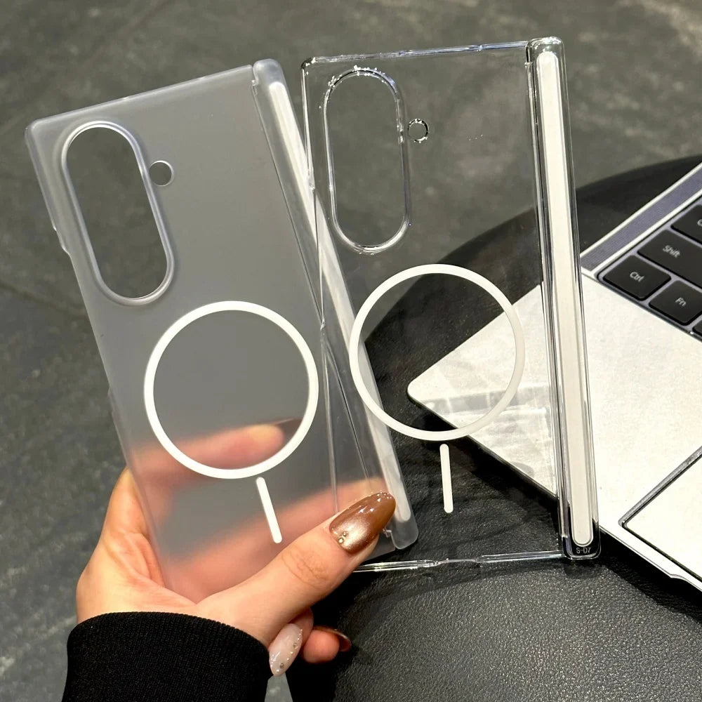 Samsung Galaxy Z Fold 4/5/6/7 Magnetic Matte Case - Ultra Thin Transparent Hinged Shockproof Cover