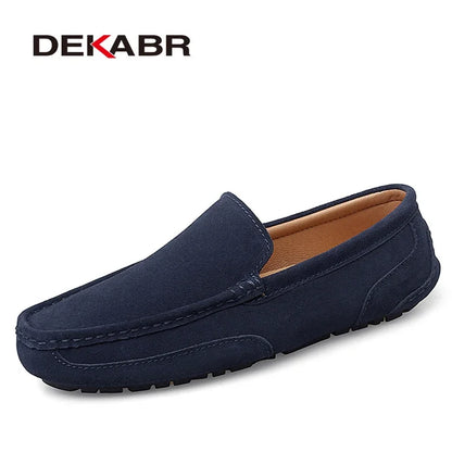 DEKABR Men's Leather Loafers - Warm Soft Slip-On Business & Driving Shoes
