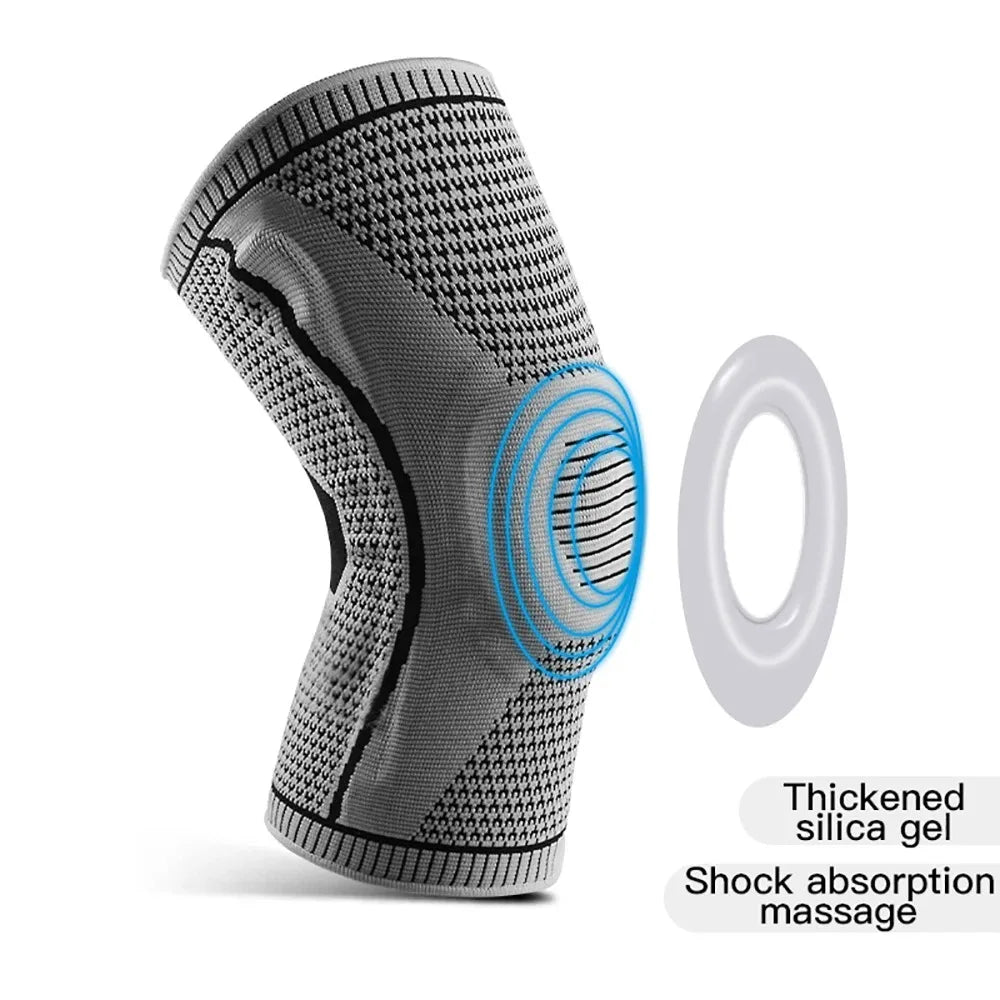 Silicone Knee Pads Strap – Patella & Meniscus Support Compression Brace for Running and Sports