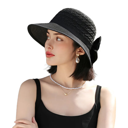 Women’s Wide Brim Straw Sun Hat – Summer Beach Vacation Hat with Sun Protection for Spring, Summer & Fall