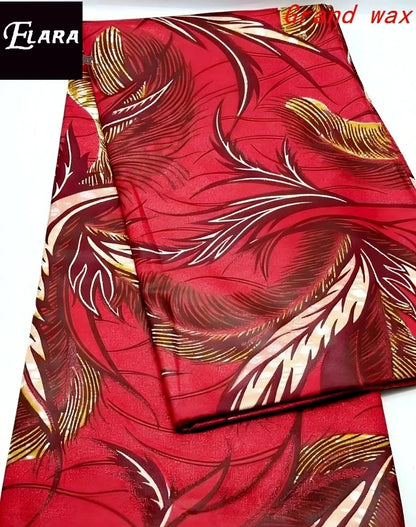 African Real Wax Print Fabric - Grand Original Ankara Blue Cotton Wax Material 6 Yards for Stylish Dresses & Uniforms
