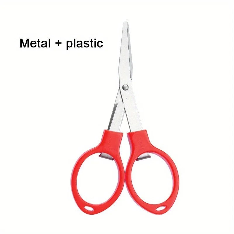 Folding Stainless Steel Scissors - Portable Fishing Line Cutter Sewing Needlework and Stationery Multi-Tool