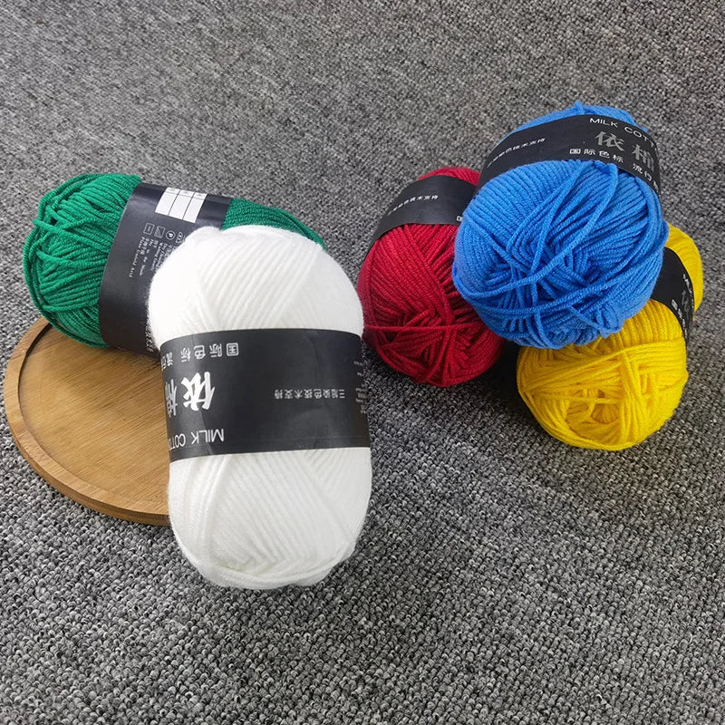 40-50g/Set 4ply Milk Cotton Knitting Yarn – Dyed Lanas for Crochet, Sweaters, Hats & Dolls, Affordable Craft Supplies