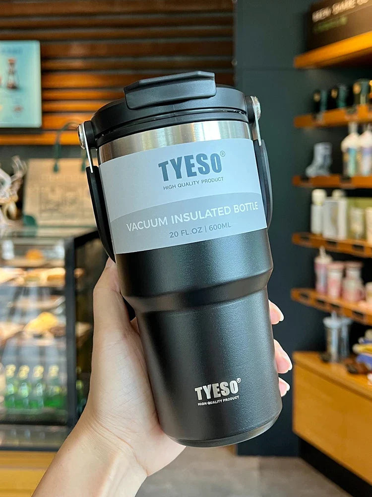 Tyeso Double-Layer Insulated Coffee Cup – Portable Stainless Steel Ice Cream Cup with Cold Insulation & Large Capacity