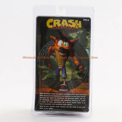 NECA Crash Bandicoot Action Figure with Crate Replica Model Toy - Collectible Game Character Display Figure