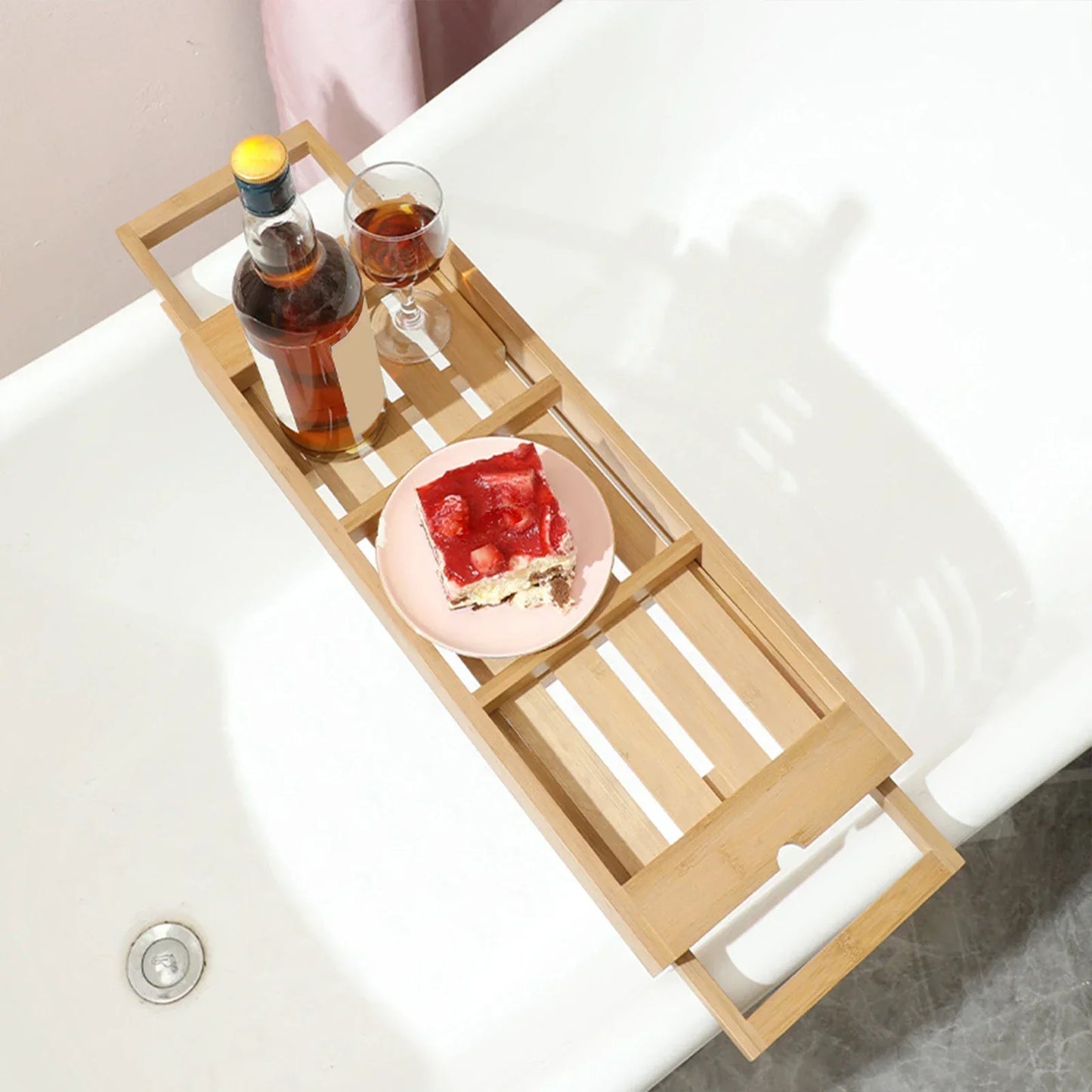 Expandable Luxury Wooden Bathtub Caddy Tray – Non-Slip Spa Organizer with Tablet & Soap Holder (23.62''-34.25'')
