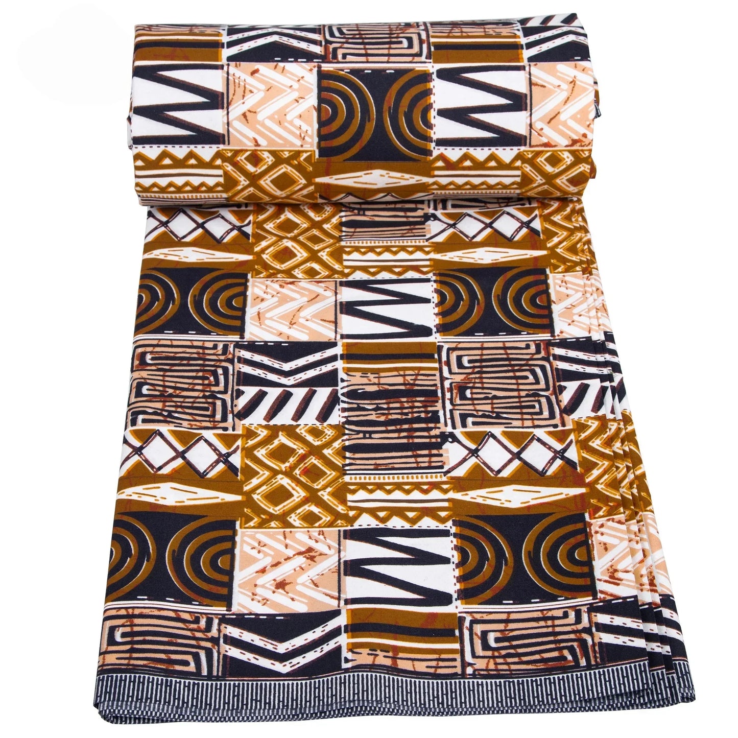 African Wax Kente Print Fabric - 3/6 Yard 100% Polyester Party Dress Material