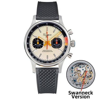 Sugess Pilot Watch – Seagull Movement Mechanical Chronograph, Swan-Neck, Sapphire Crystal, Military Racing 1963 Limited Edition