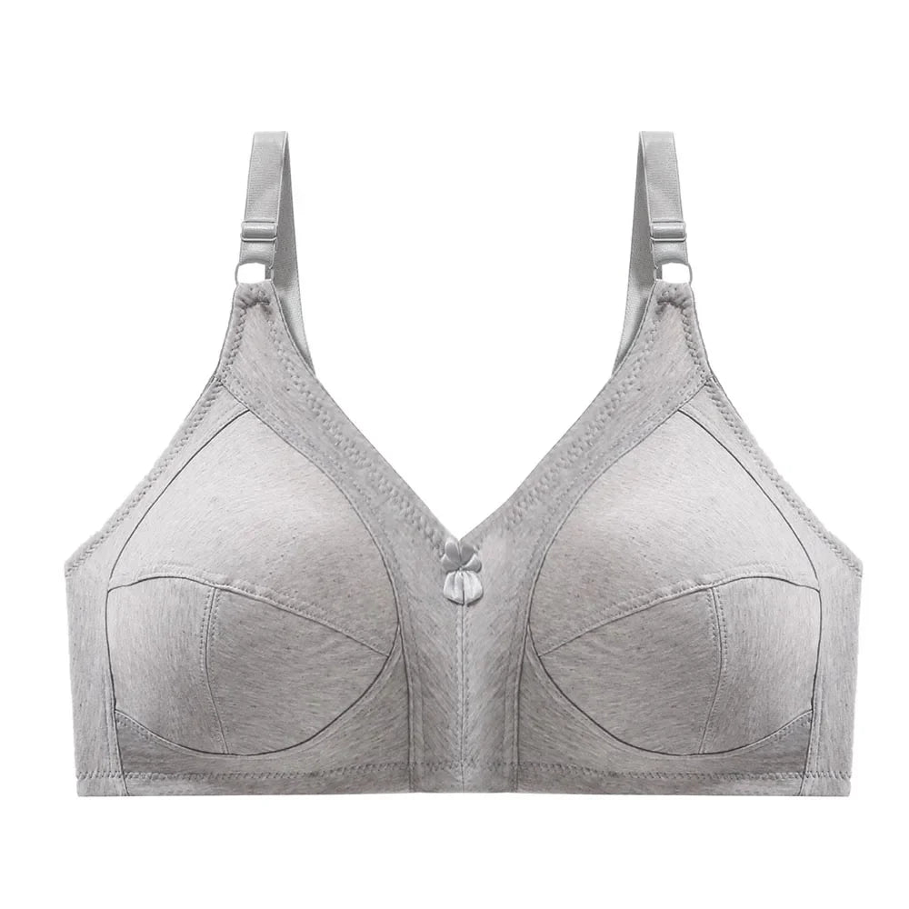 Women's White Cotton Bra - Large Bust C-F Cup Push-Up Seamless Lace Comfort Bra