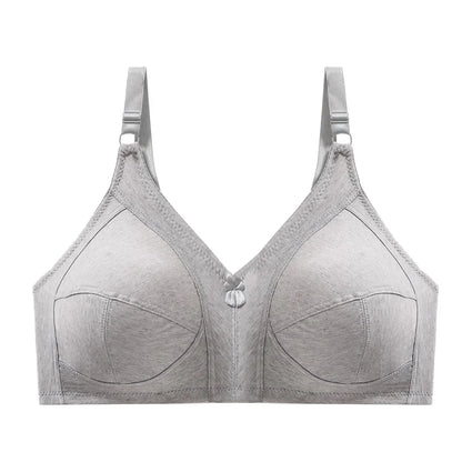 Women's White Cotton Bra - Large Bust C-F Cup Push-Up Seamless Lace Comfort Bra