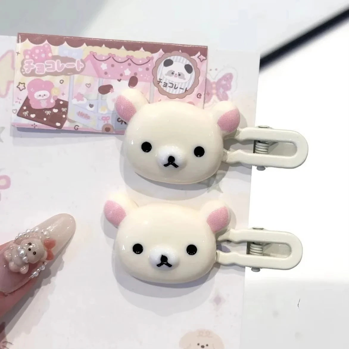 Cute Bear Hairpin Set - Preppy Style Plastic Hair Clips Sweet Accessories for Girls & Friendship Gifts