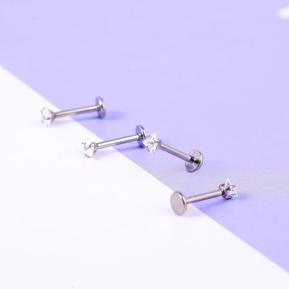 G23 Titanium Labret Piercing Studs - Triangle Zircon Lip Ear Cartilage Tragus Helix Body Jewelry Earrings