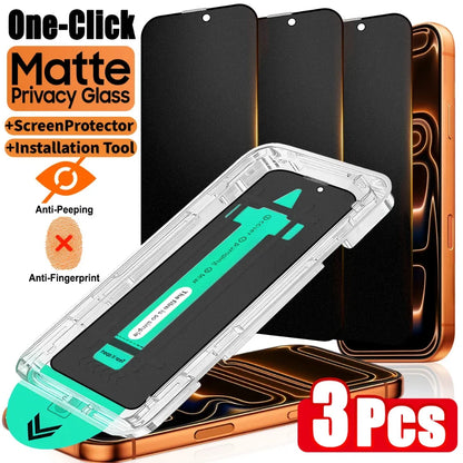 NNBILI 3-Pack Matte Tempered Glass Screen Protector for iPhone 12-18 Pro Max - Oleophobic Dust-Free Easy Install