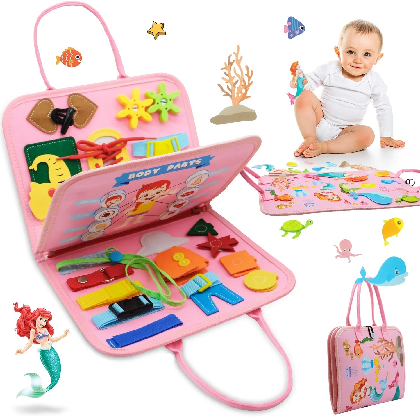 Montessori Busy Board for Toddlers – Sensory Busy Book for Early Education & Fine Motor Skills Learning Toys