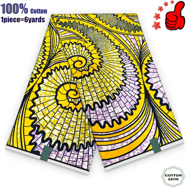 African Real Wax Print Fabric - 100% Cotton Ghana Nigeria Style Ankara Batik Sewing Material
