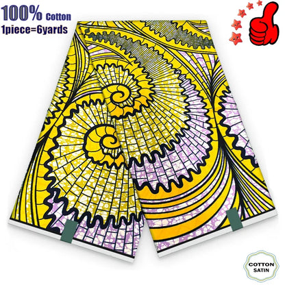 African Real Wax Print Fabric - 100% Cotton Ghana Nigeria Style Ankara Batik Sewing Material
