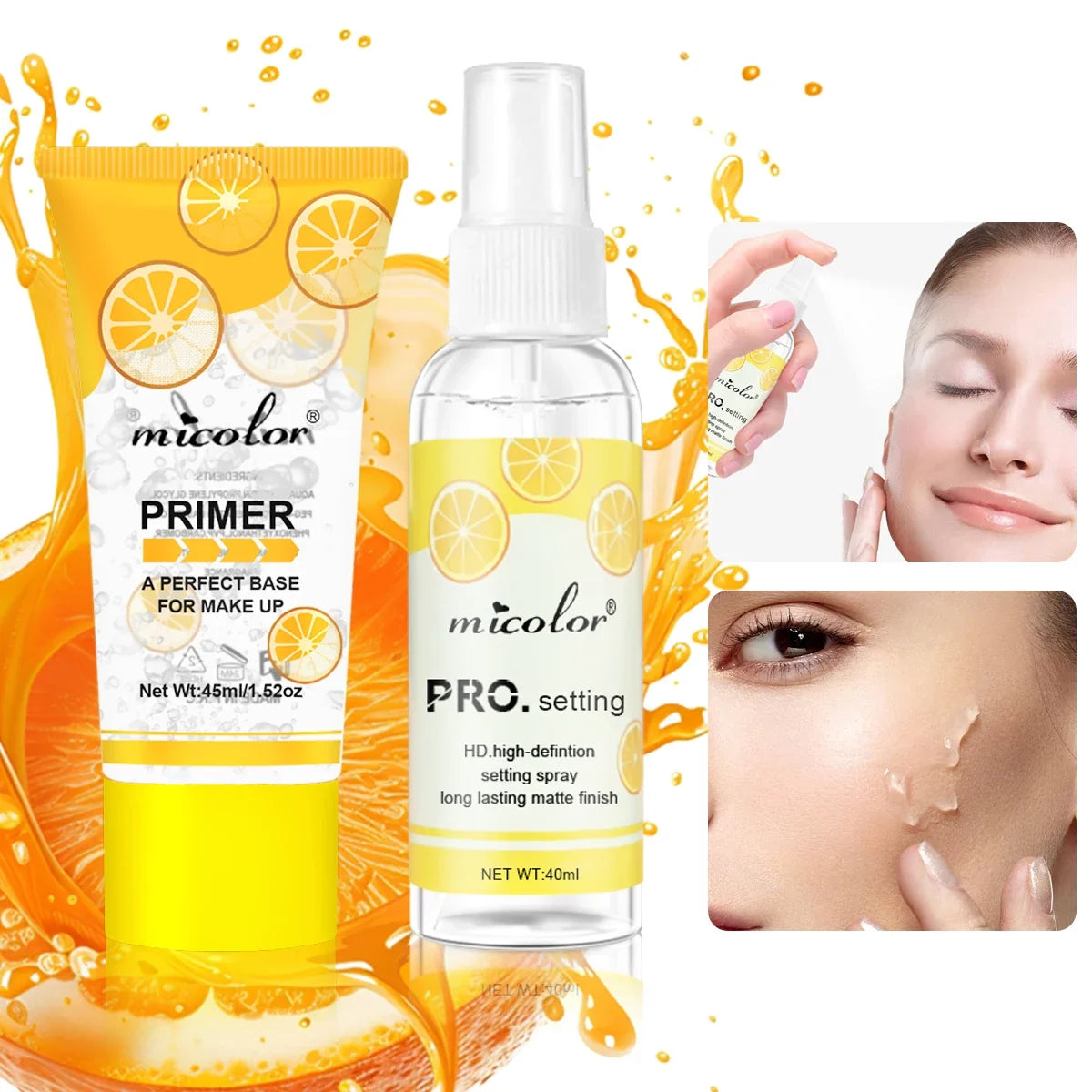 Makeup Primer & Setting Spray Set - Pore Blurring Base and Long-Lasting Makeup Finish