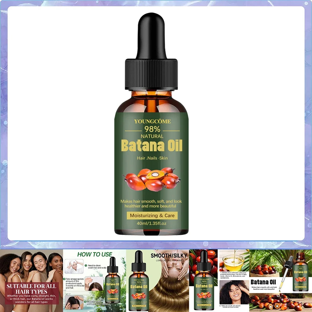 Pure Batana Hair Oil - Natural Hair Growth Treatment for Shine Strengthening Split End Repair and Scalp Care