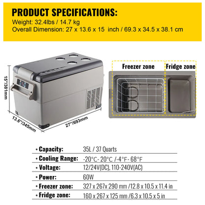 SucceBuy Portable Car Refrigerator - 20L-55L Compressor Cooler Freezer for Camping, Travel & Outdoor Use
