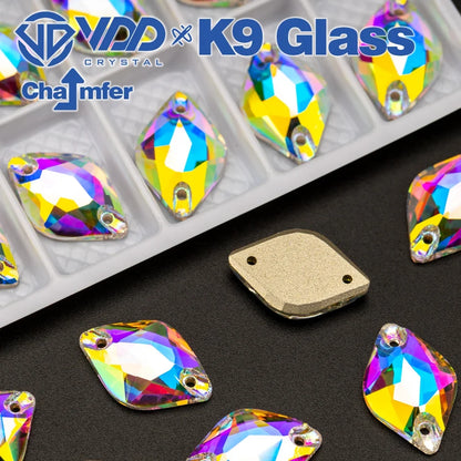 AAAAA K9 Glass Sew-On Rhinestones - AB Crystal Flatback Stones for Wedding Dress & Clothing Accessories