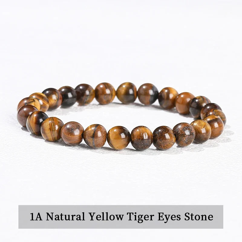 Natural Stone Beaded Bracelet - Obsidian, Fluorite & Quartz Healing Stretch Jewelry for Men & Women