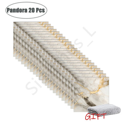 10-50Pcs PVC Marble Wall Stickers — Self-Adhesive Thickened Waterproof Tile Stickers for Bathroom Kitchen Floor Home Decor