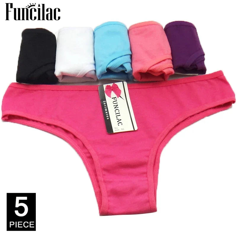 5 Pcs Women’s Cotton Panties Set - Soft Bikini Briefs Sexy Ladies Underwear Comfortable Everyday Briefs