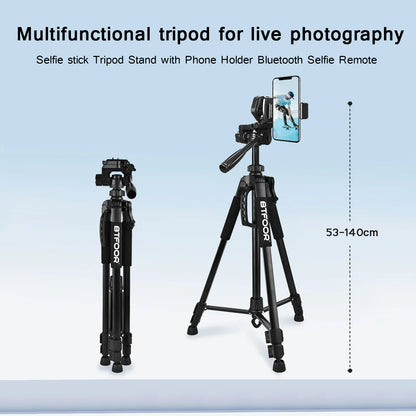 55" Aluminum Travel Tripod – 140CM Tall Stand with Quick Release Plate & Pan Head for Phone, Canon, Nikon, DSLR, SLR Cameras