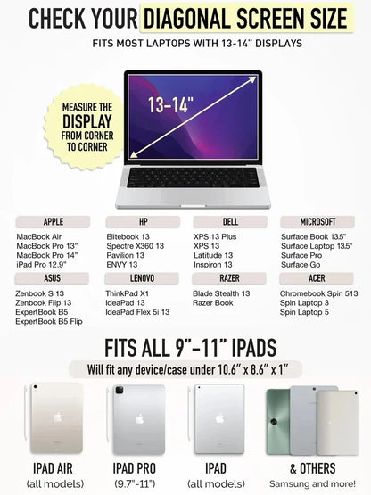 Puffy Laptop Sleeve 13-14 Inch — Protective Laptop Cover for Women, Fits iPad Pro 12.9, MacBook Pro 14, MacBook Air 13, and Tablets