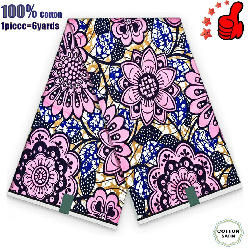African Real Wax Fabric - High Quality 100% Cotton Ankara Pagne for Women’s Dresses