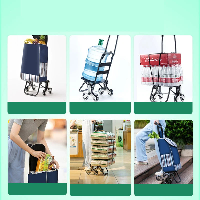 Lightweight Folding Grocery Shopping Trolley – Hand-Pull Cart for Household & Outdoor Travel