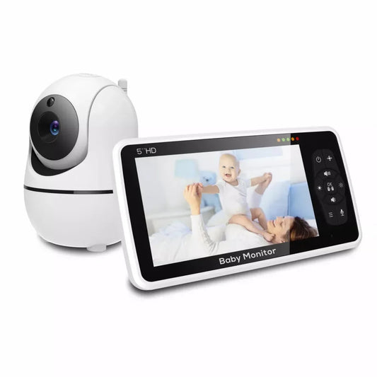 5 Inch Video Baby Monitor with Camera & Audio – 4X Zoom, 1000ft Range, 2-Way Talk, Temperature Sensor & Lullabies, Long Battery Life