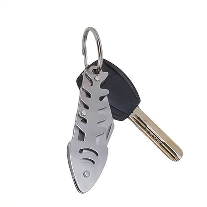 Fish Bone Knife Keychain - Foldable Stainless Steel Mini Box Cutter for Camping, Outdoor & Everyday Use