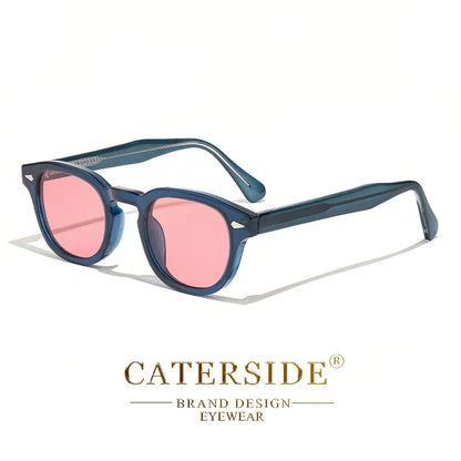 CATERSIDE Retro Round Sunglasses — Luxury Punk Pin Temple Shades for Men & Women, Sports, Leisure & Party UV400 Eyewear
