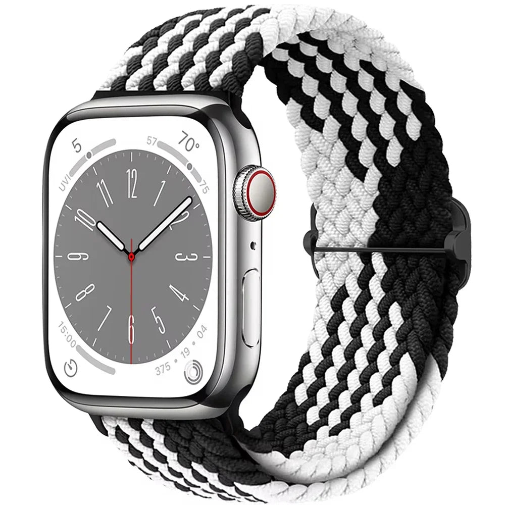 Braided Solo Loop Apple Watch Ultra Band – Elastic Nylon Adjustable Bracelet Strap for iWatch SE, Series 3–9 (38mm–49mm)