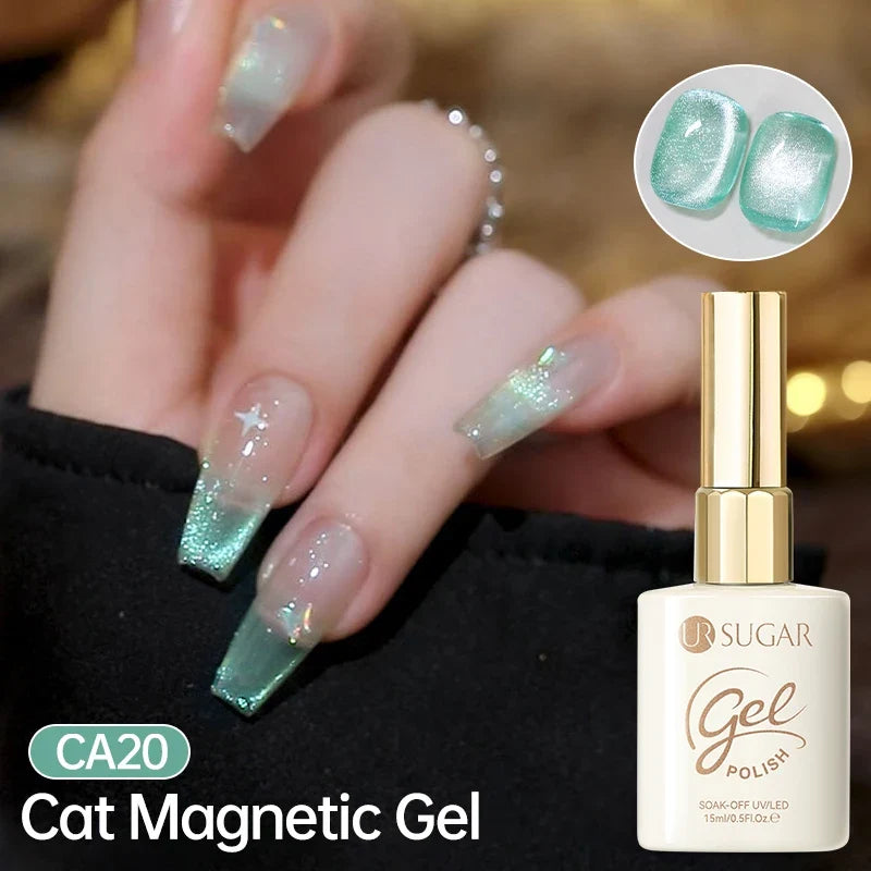 UR SUGAR Jelly Pink Cat Magnetic Gel Nail Polish 15ml - Glitter Ice Effect Soak Off UV LED Semi-Permanent Manicure Gel