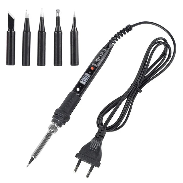JCD Electric Soldering Iron - 60W/80W Adjustable Temperature Digital Display Welding Repair Tool Kit