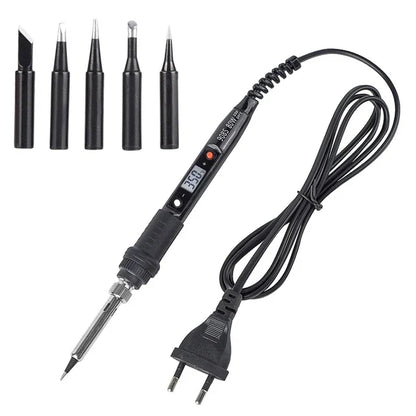 JCD Electric Soldering Iron - 60W/80W Adjustable Temperature Digital Display Welding Repair Tool Kit