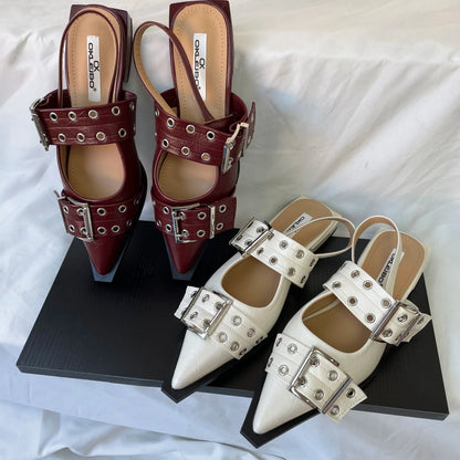 Women’s Pointed Toe Slingback Sandals – 2025 Spring Fashion Flats, Large Sizes