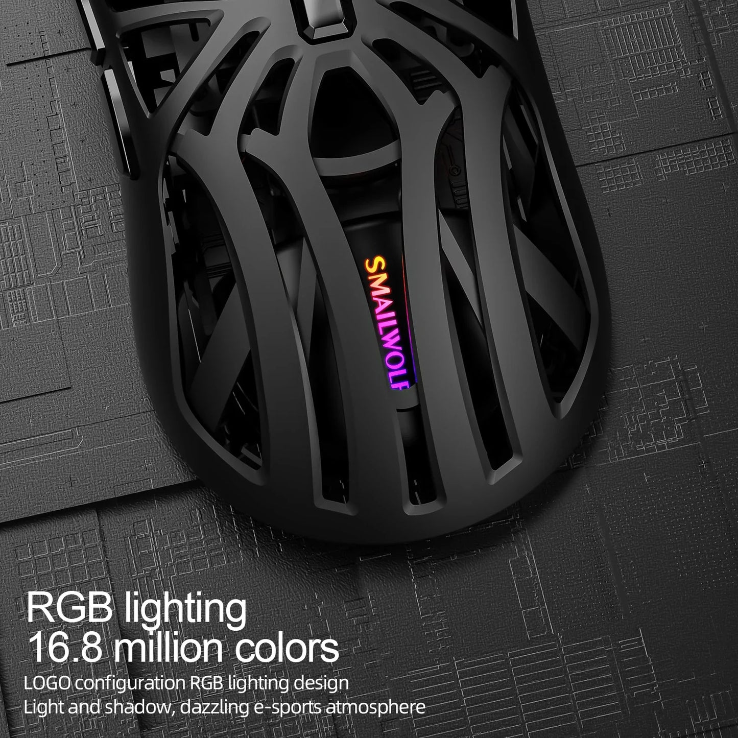 SmailWolf RS8 Wireless Gaming Mouse – Bluetooth & 2.4G, Lightweight E-Sports Mouse, 10,000 DPI, Triple Mode