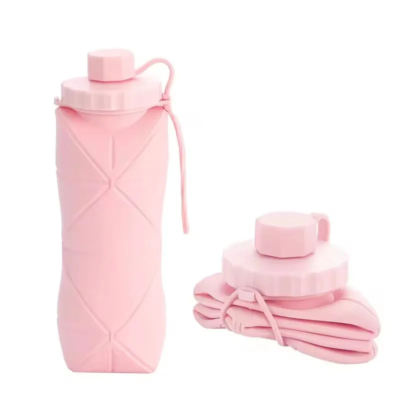 600ML Collapsible Silicone Cup - Portable Foldable Travel Water Bottle for Outdoor Use with Food-Grade Material