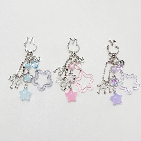Handmade Bunny Keychain - Cute Coquette Star Charm Bag Pendant Accessory Gift